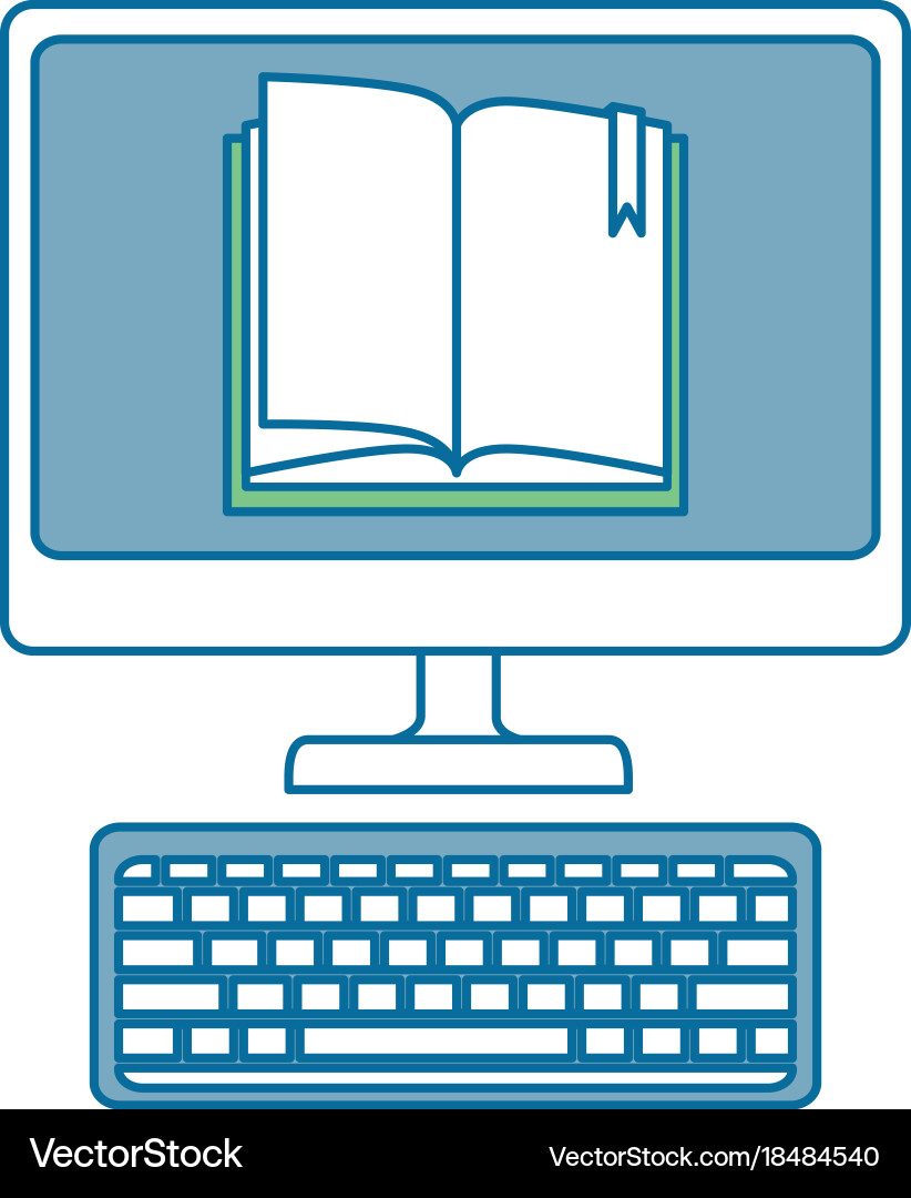 Desktop computer with ebook Vector Image