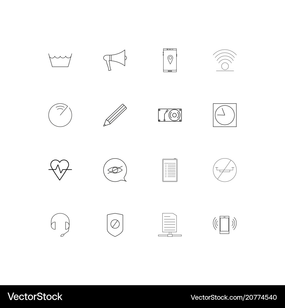 Devices linear thin icons set outlined simple Devices linear thin icons set outlined simple vector image