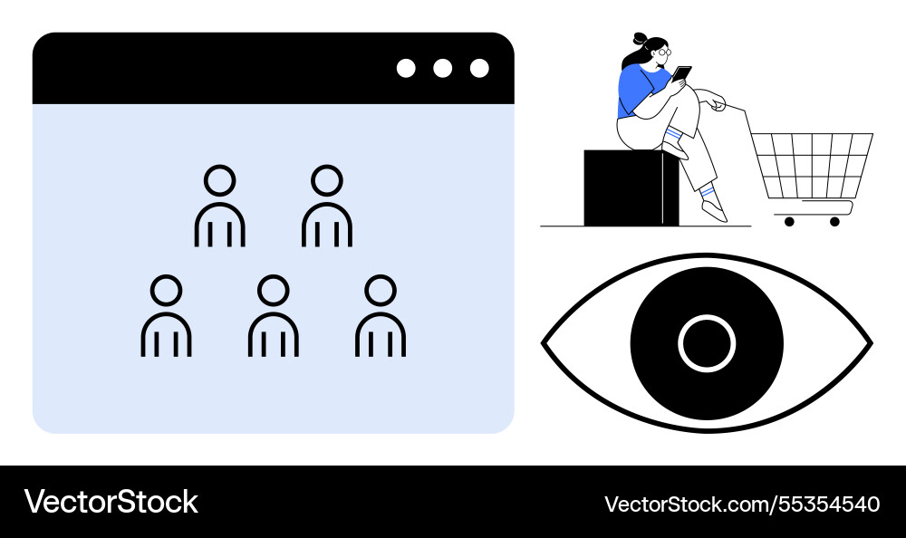 E-commerce analytics monitoring user behavior Vector Image