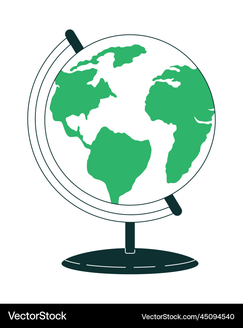Earth globe model flat color linear object Vector Image