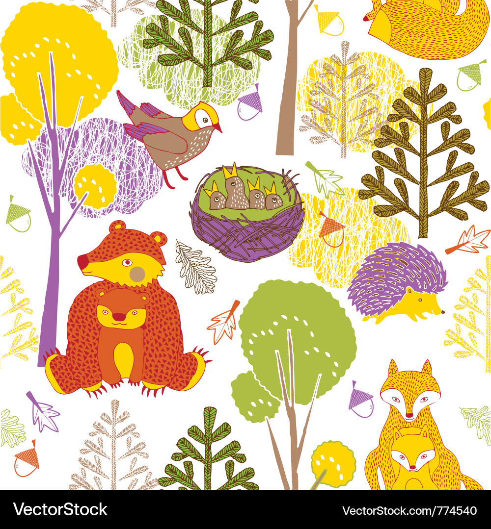 Forest Animals Pattern Vector Image