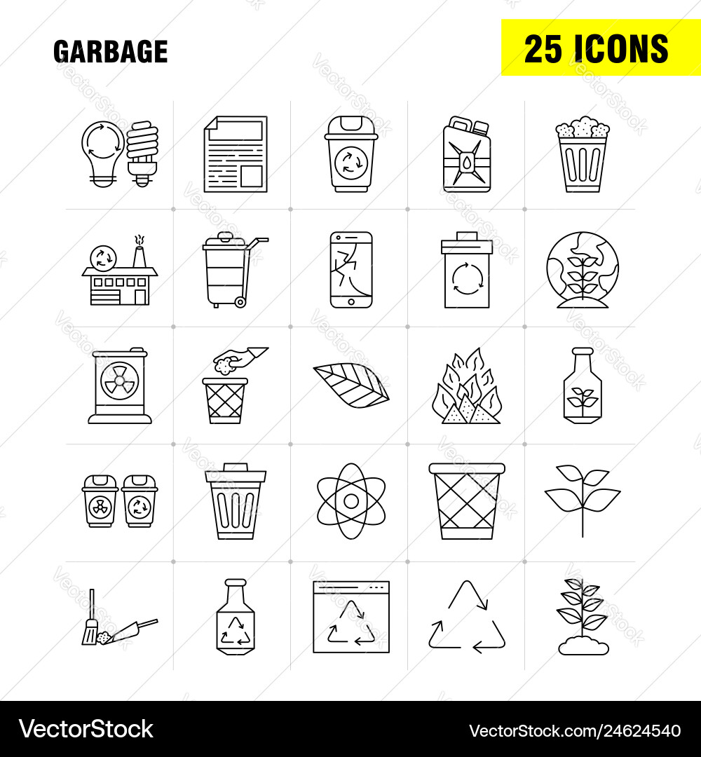 Garbage line icon for web print and mobile uxui Vector Image