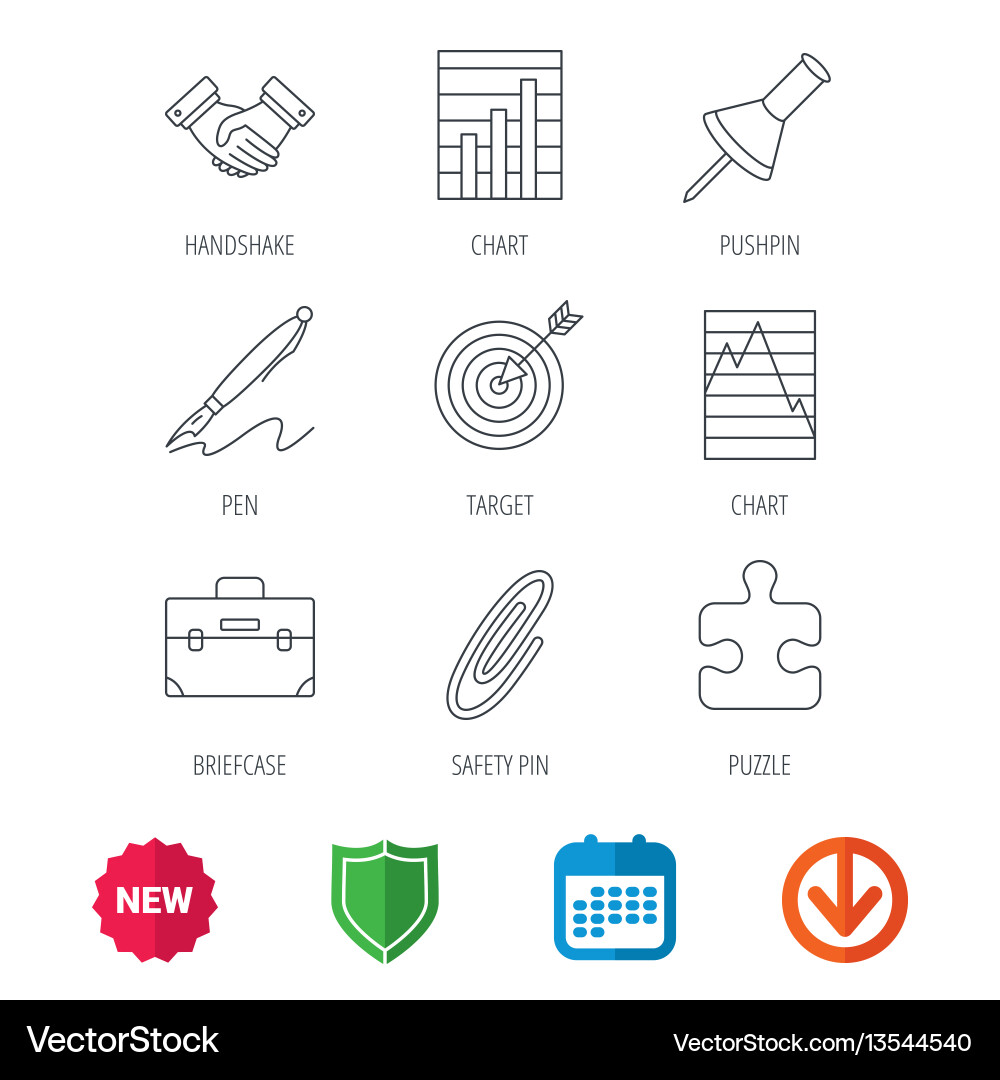 Handshake graph charts and target icons Handshake graph charts and target icons vector image