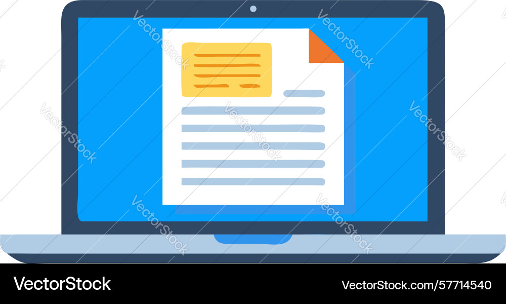 Laptop with document and plus icon new file vector image