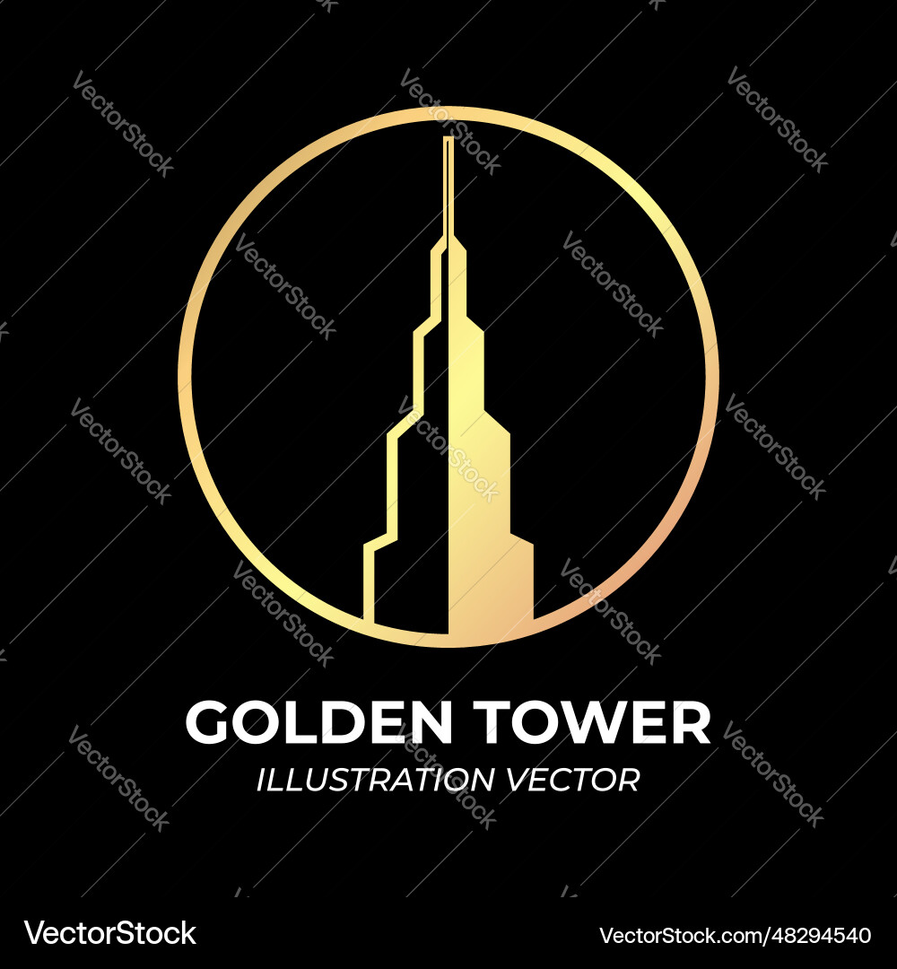 Luxury golden tower building for real estate town Luxury golden tower building for real estate town vector image