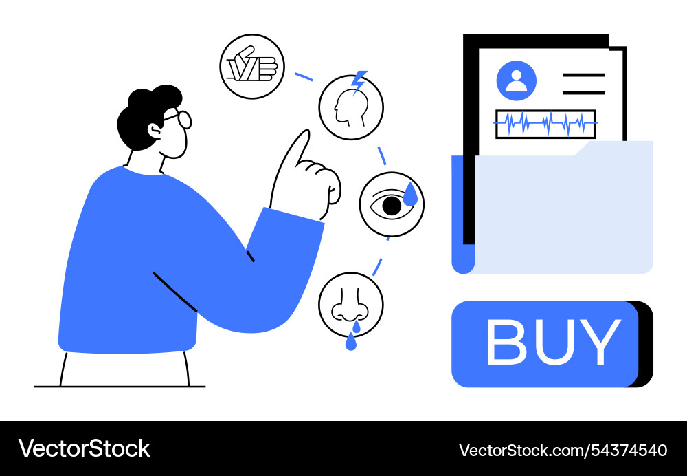 Man with clipboard explaining purchase decision Man with clipboard explaining purchase decision vector image