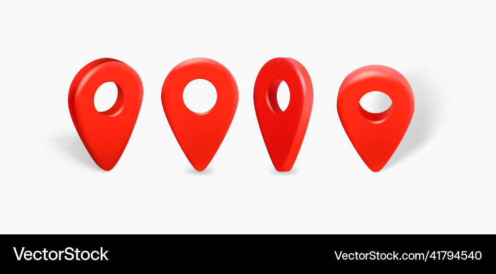 Map navigation red pointers 3d vector image