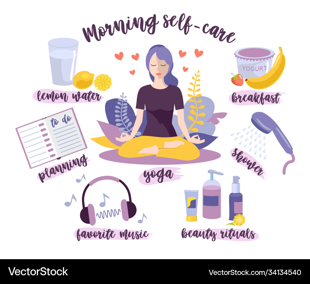 Morning self-care woman self care concept Morning self-care woman self care concept vector image