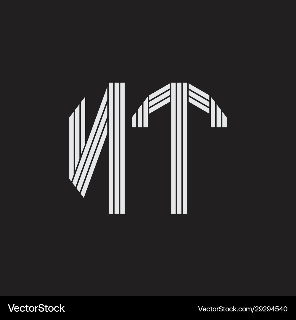 Nt logo monogram with outline style linked vector image