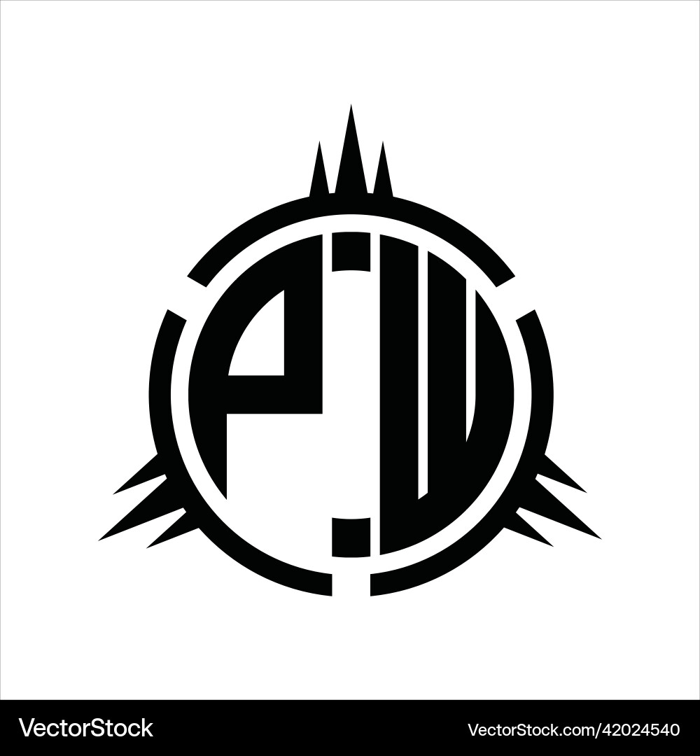 Pw logo monogram circle element design template Vector Image