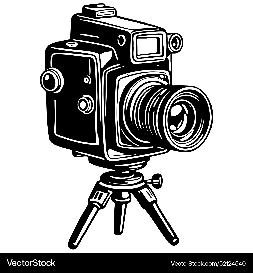 Realistic camera realistic ink sketch of black Vector Image