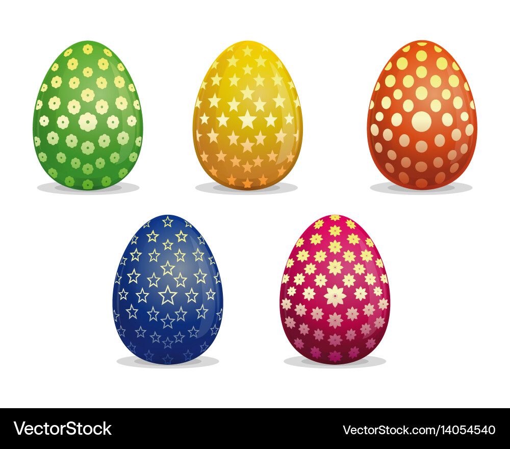 Set easter eggs different patterns vector image