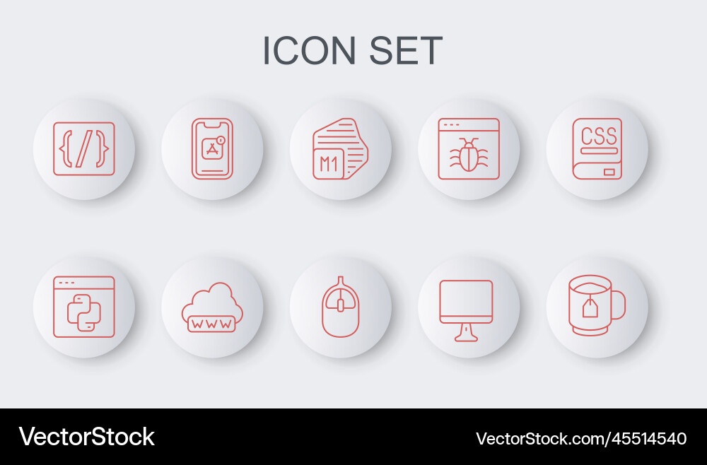 Set line cup of tea with bag python vector image