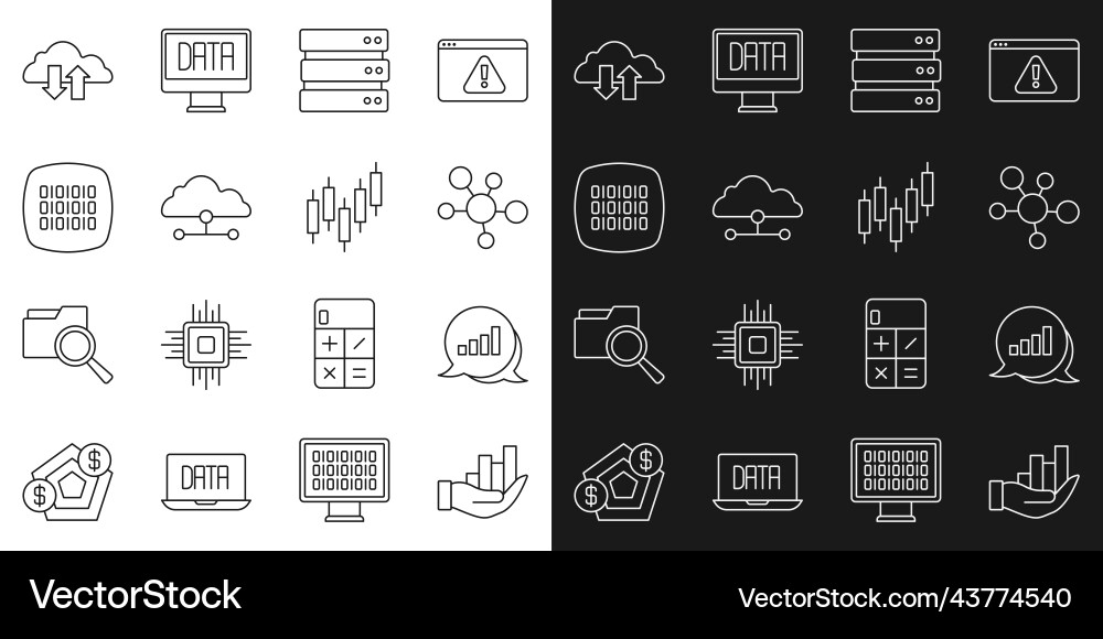 Set line pie chart infographic mind map server Set line pie chart infographic mind map server vector image