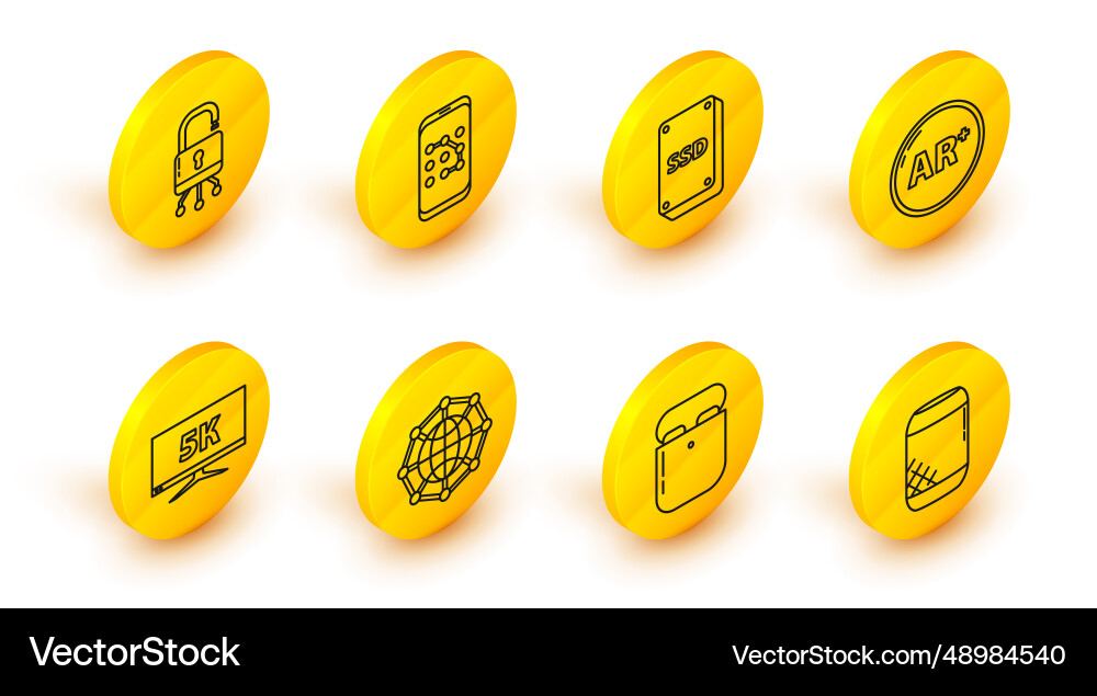 Set line voice assistant monitor display with 5k Set line voice assistant monitor display with 5k vector image