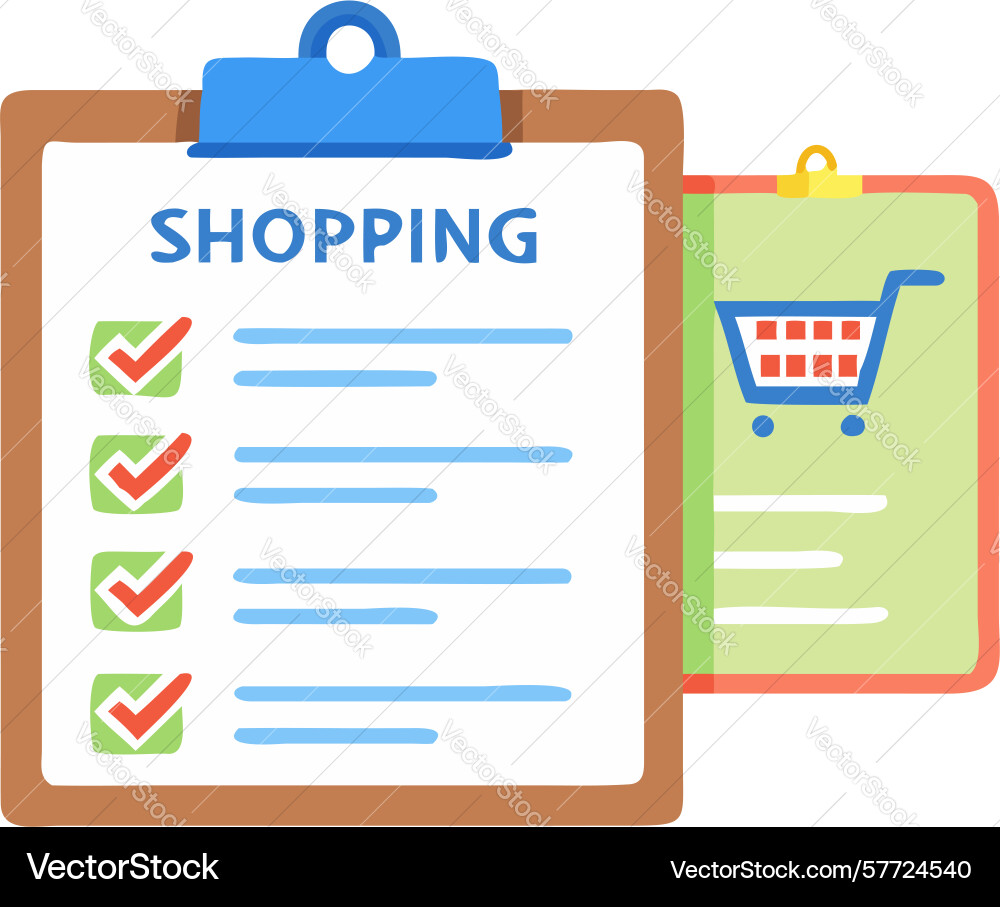 Shopping list with checked items symbolizing vector image