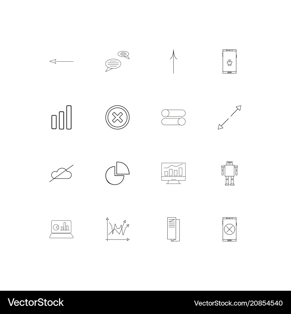 Web linear thin icons set outlined simple vector image
