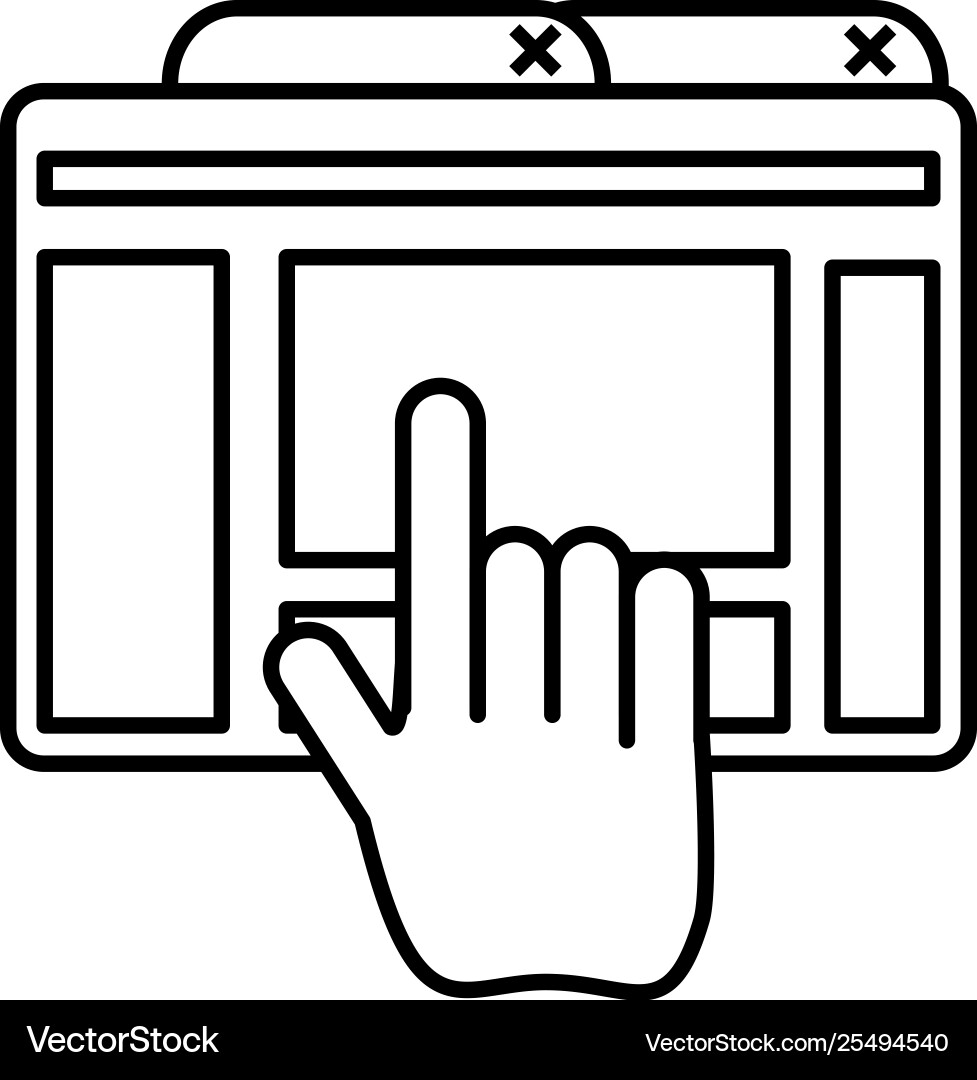 Webpage Vorlage mit Handpointer Cursor Webpage Vorlage mit Handpointer Cursor Vektorbild