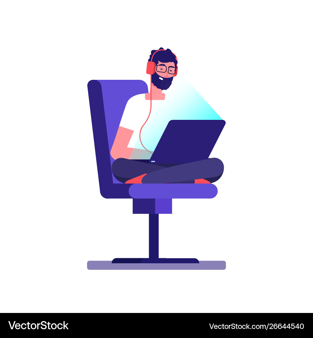 Young freelancer programmer coding with laptop Young freelancer programmer coding with laptop vector image