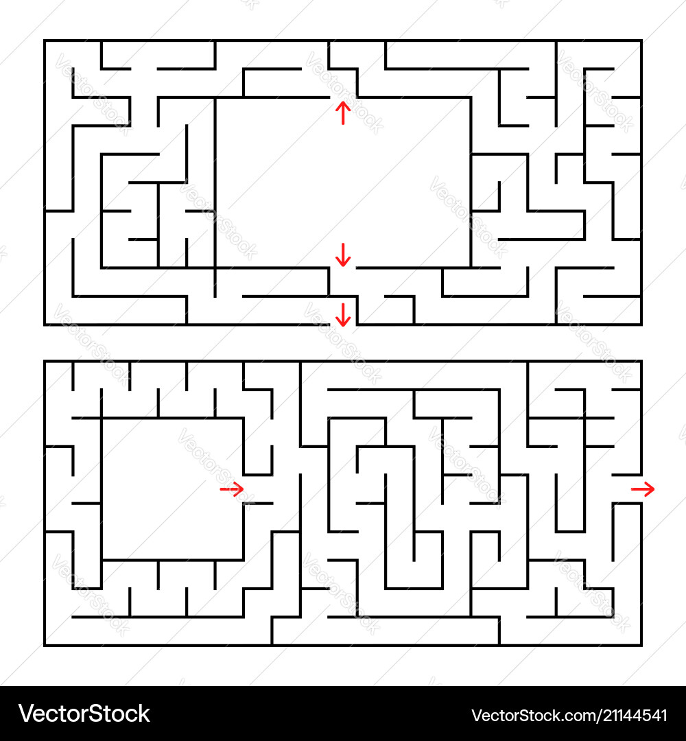 A set of two rectangular labyrinths simple flat A set of two rectangular labyrinths simple flat vector image