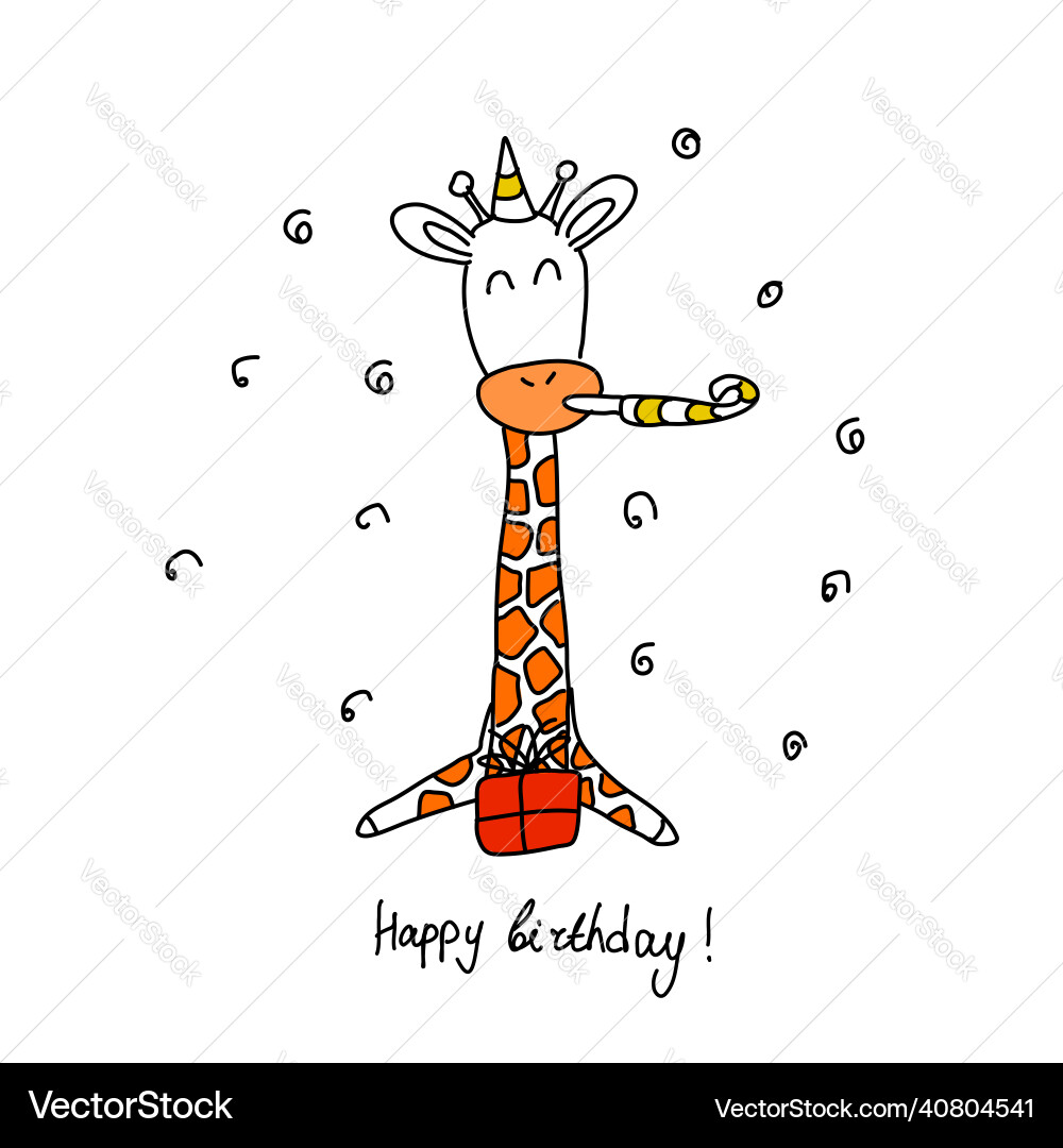 A standing giraffe isolated in doodle style A standing giraffe isolated in doodle style Vector Image