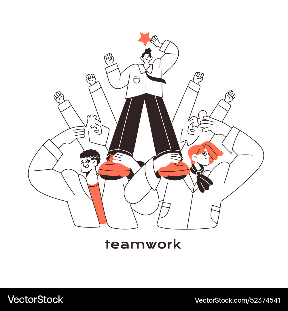 Achievement of success with teamwork leadership Achievement of success with teamwork leadership vector image