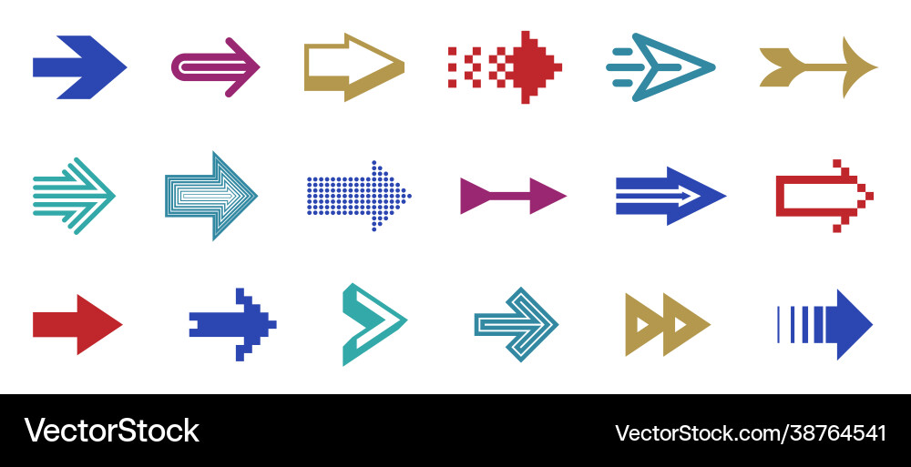 Arrow symbols big set different shapes styles Arrow symbols big set different shapes styles vector image