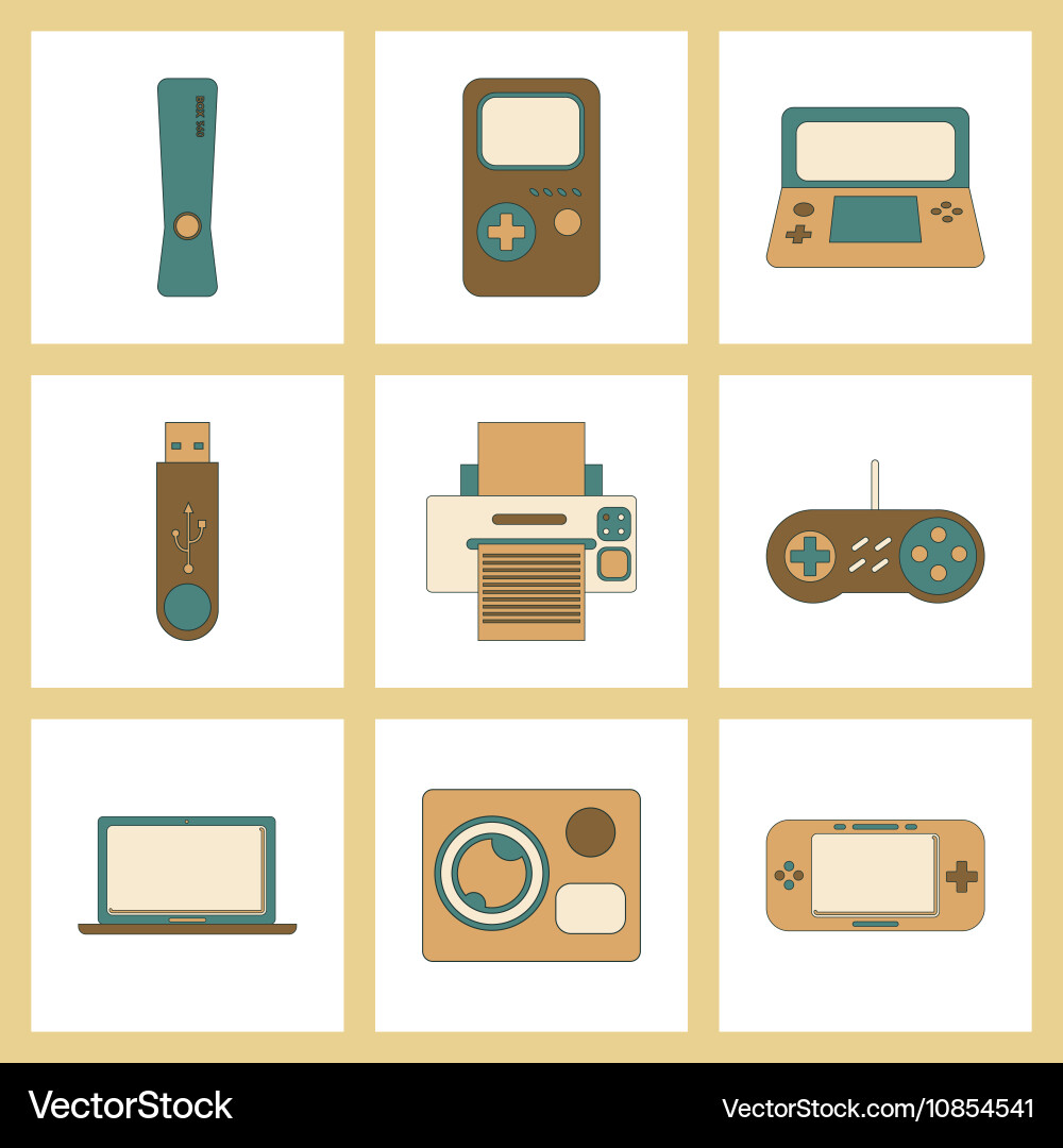 Assembly flat icon game console flash drive vector image