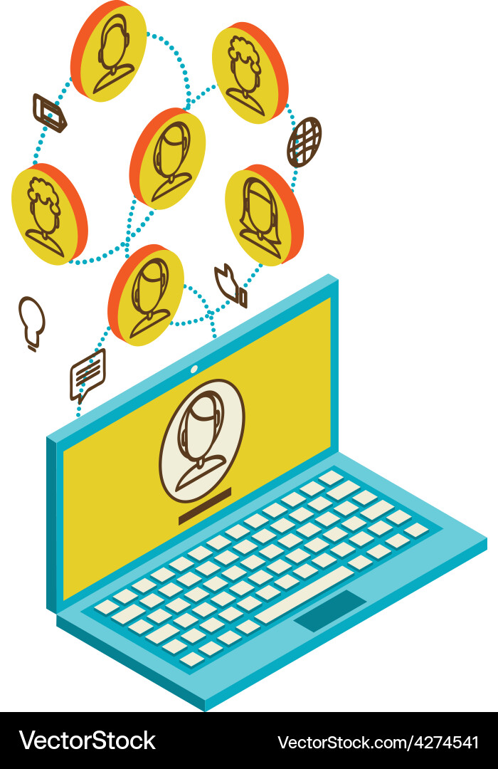 Conceptual image with social networks flat vector image