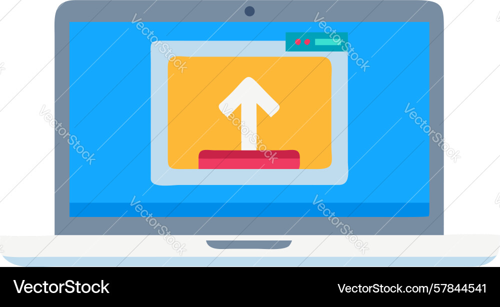 Data synchronization indicator on laptop screen Vector Image