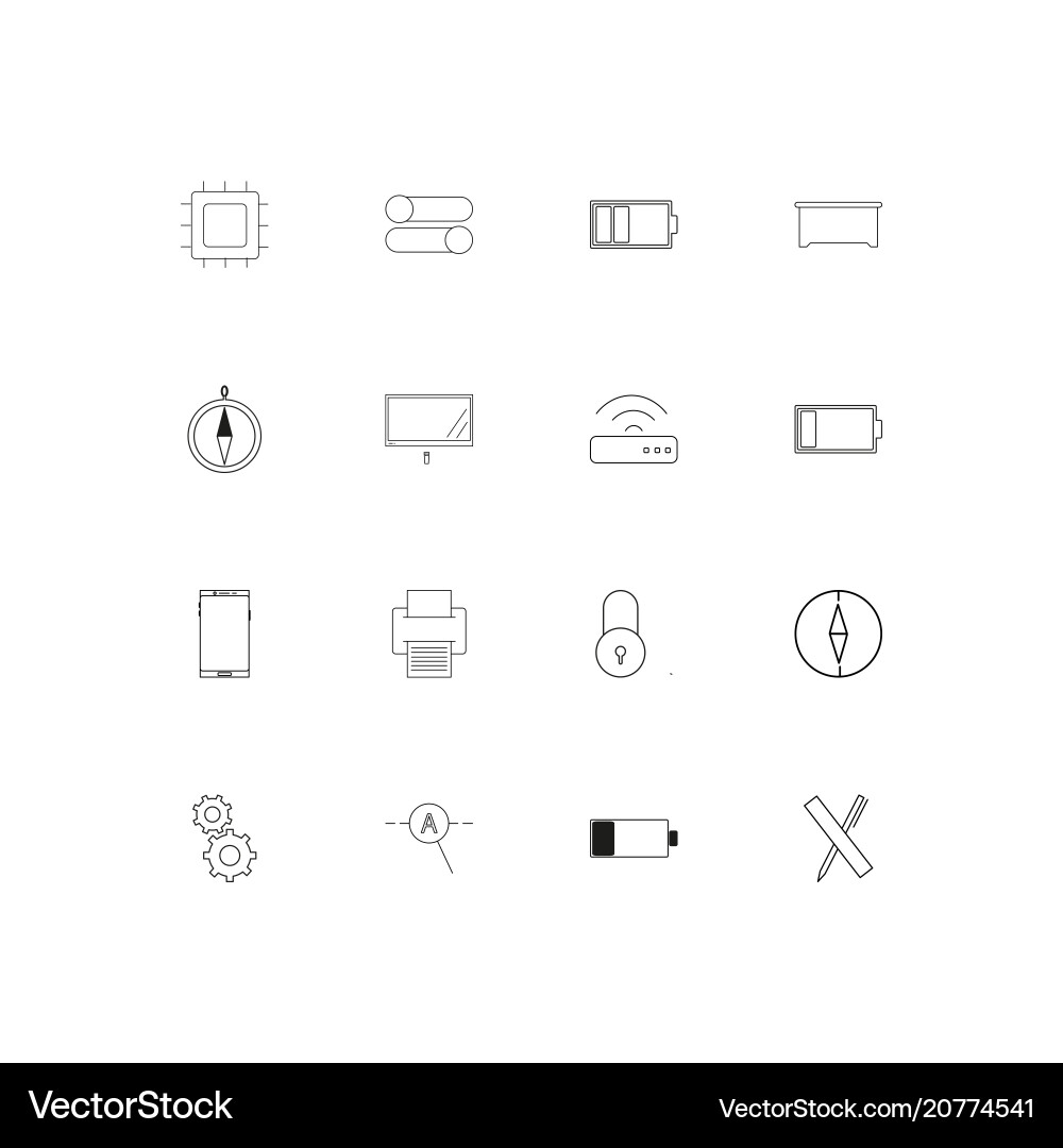 Devices linear thin icons set outlined simple vector image