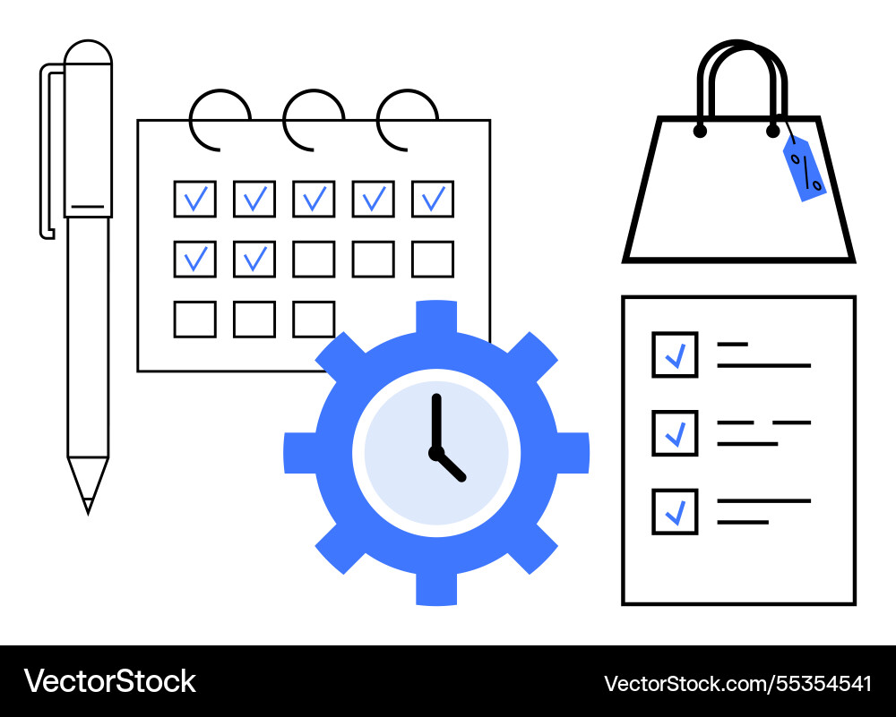 Efficient time management and task scheduling Efficient time management and task scheduling vector image