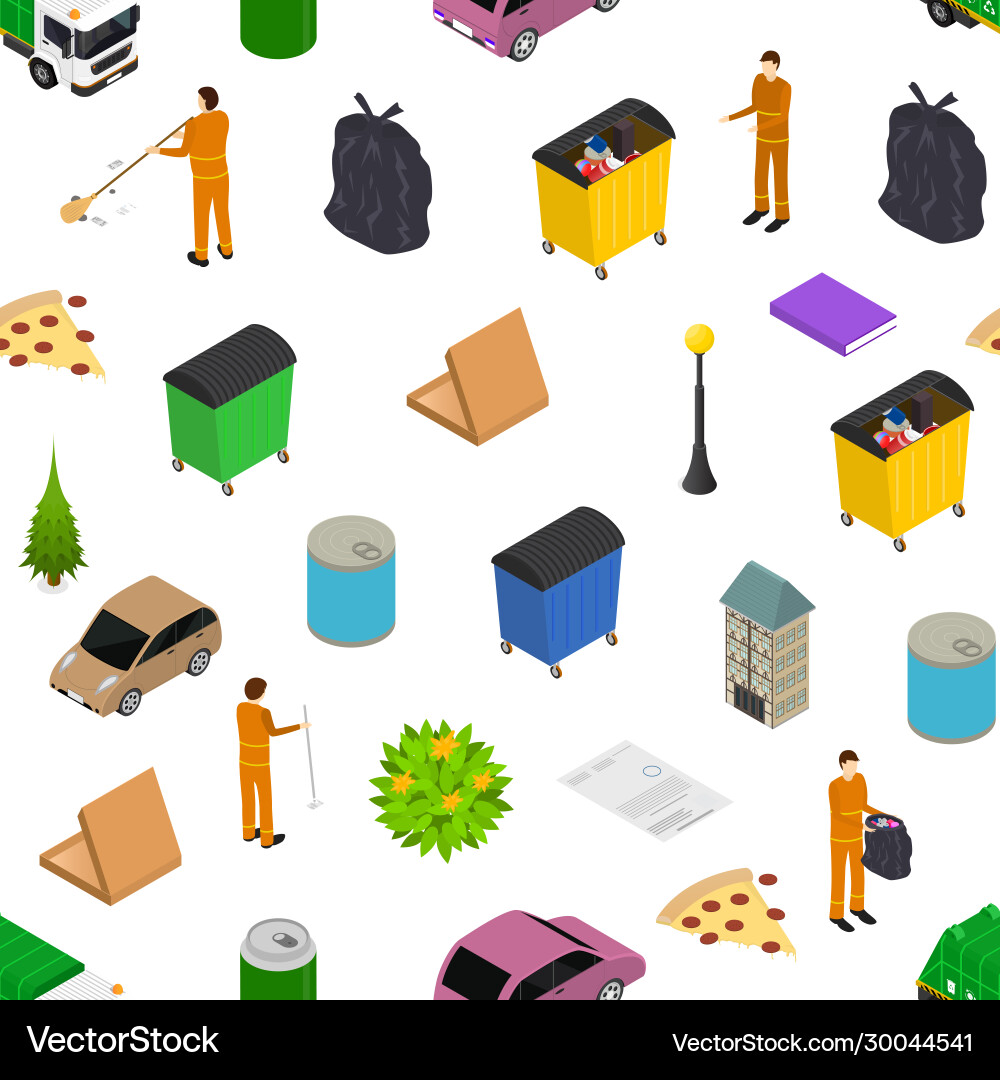 Garbage recycling concept seamless pattern Garbage recycling concept seamless pattern vector image