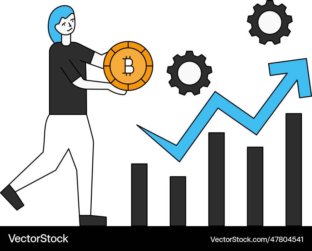 Girl is standing near the graph setting Vector Image