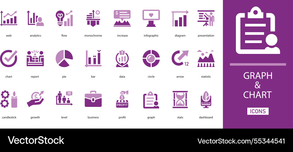 Graph and chart icon set Vector Image