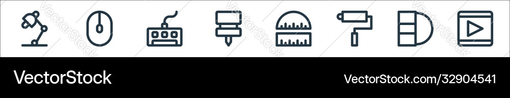 Graphic design line icons linear set quality Vector Image