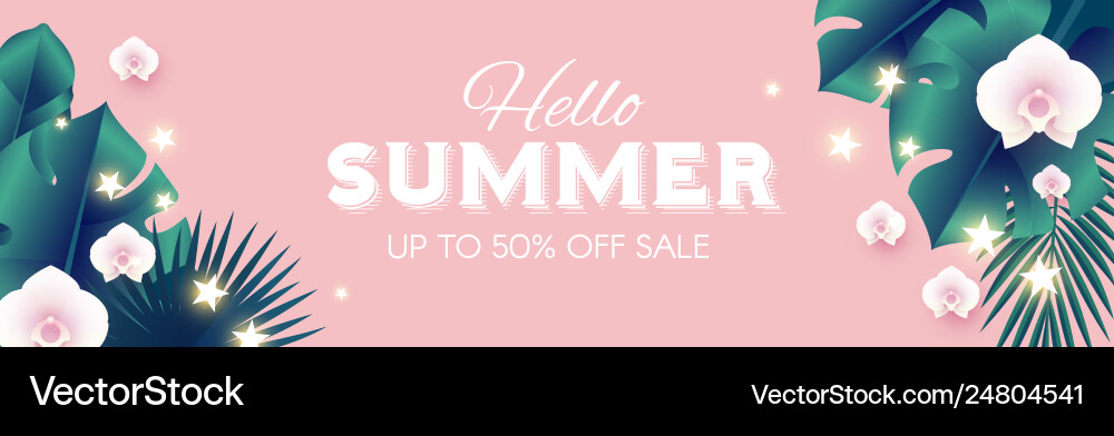 Hello summer tropical design template with palm Hello summer tropical design template with palm vector image