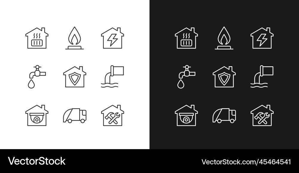 Infrastructures pixel perfect linear icons set Infrastructures pixel perfect linear icons set vector image