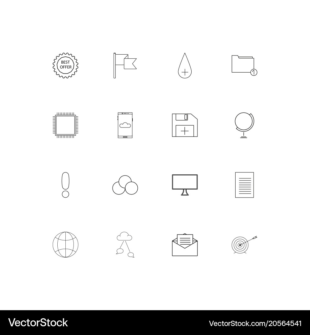 Internet technologies simple linear icons set vector image