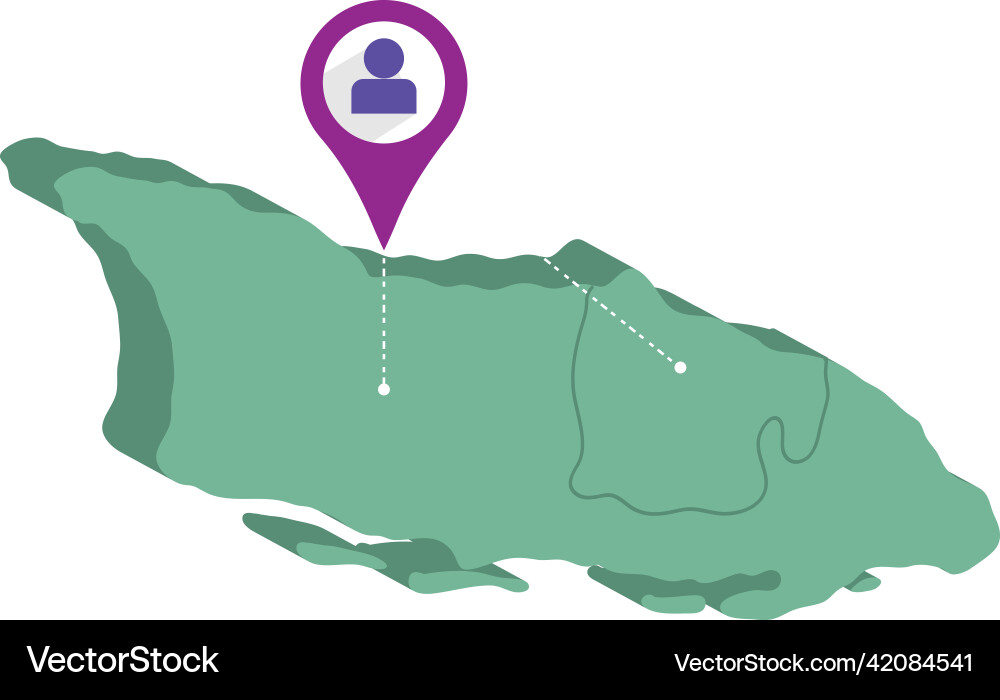 Isolated 3d render map of aruba with a pin Vector Image