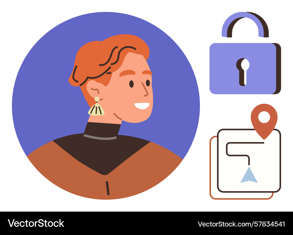 Portrait of a person with security and navigation Portrait of a person with security and navigation Vector Image