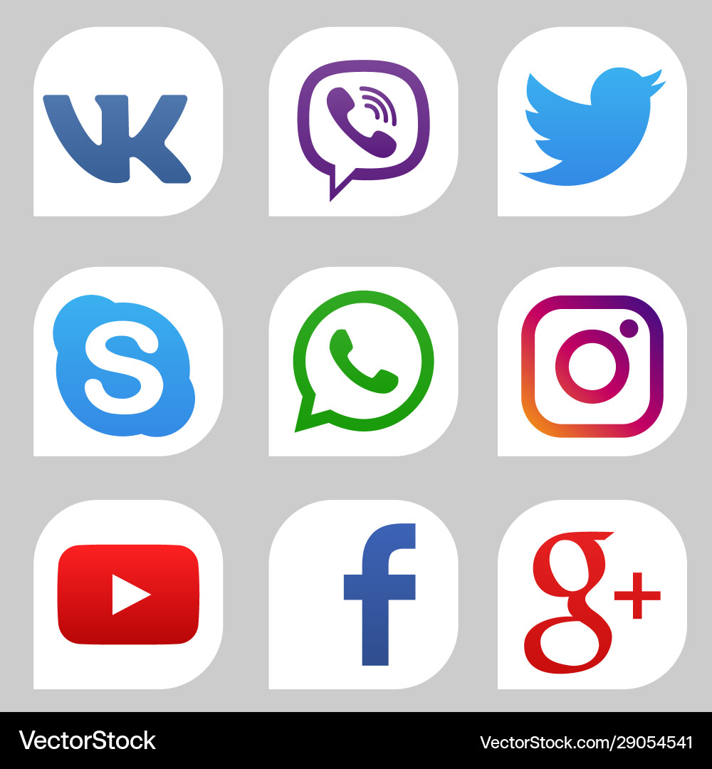 Set social media icons vector image