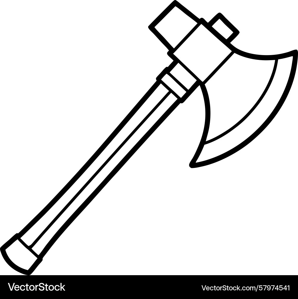 Simple line art drawing of a medieval axe Simple line art drawing of a medieval axe Vector Image