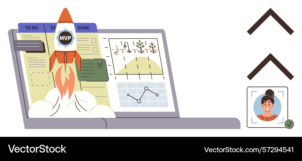 Startup mvp launch with task management data Startup mvp launch with task management data vector image