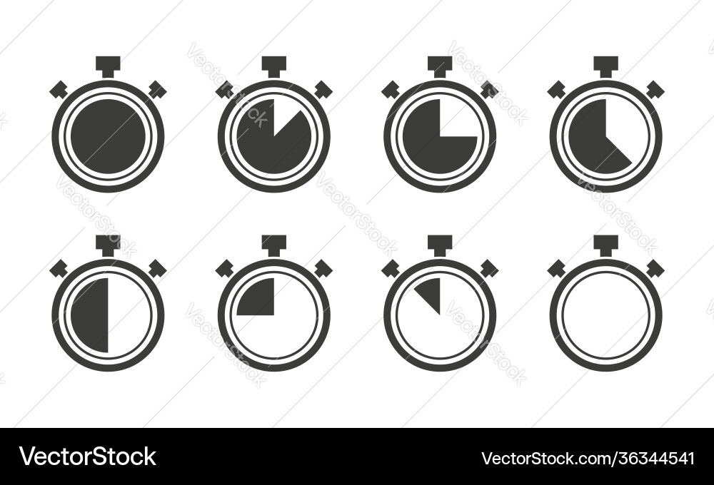 Stopwatch big gray icons set timer symbols Stopwatch big gray icons set timer symbols vector image