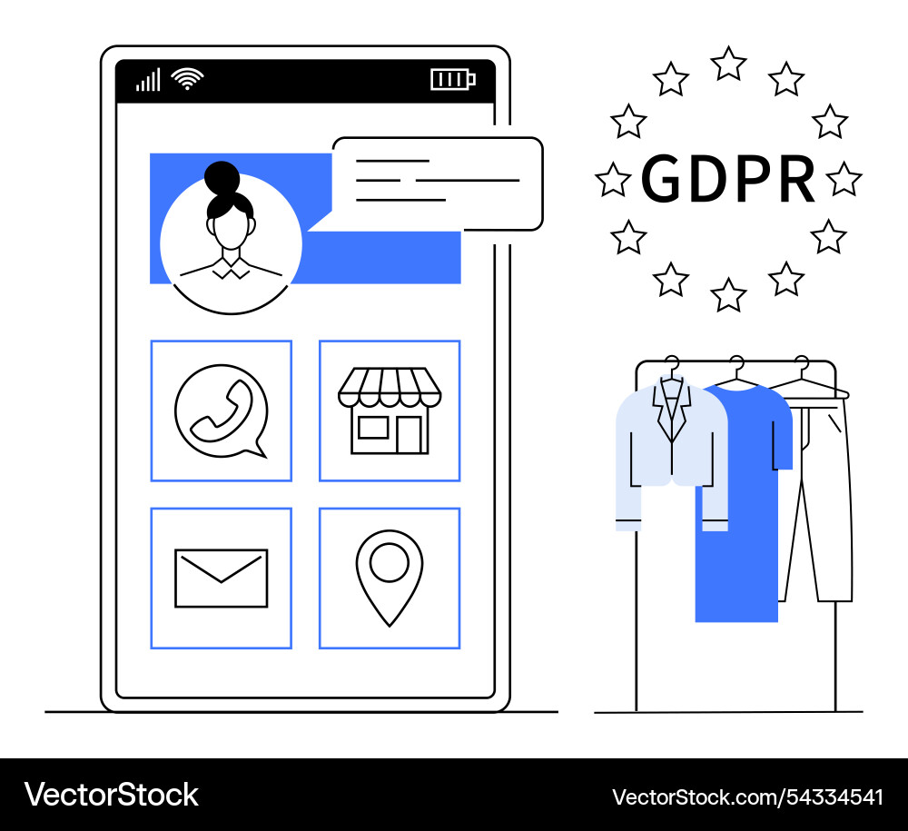 User profile interface with gdpr compliance icons Vector Image