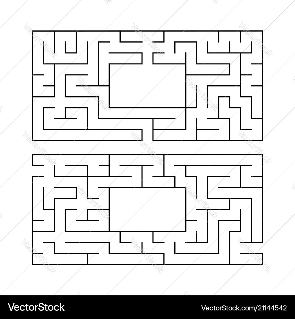 A set of two rectangular labyrinths simple flat A set of two rectangular labyrinths simple flat vector image