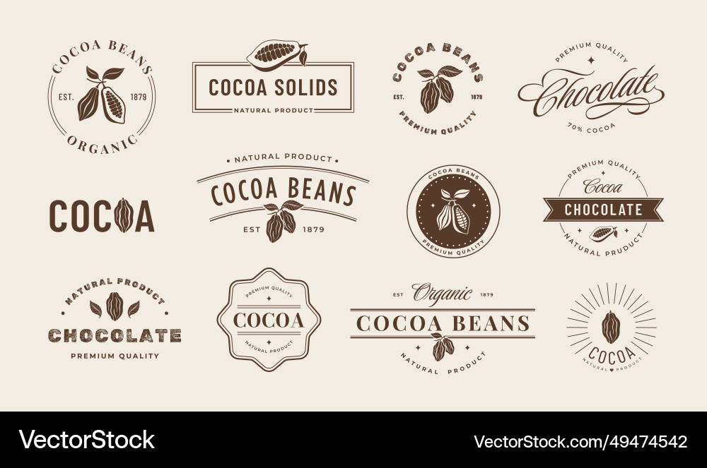 Cocoa emblem vintage bean labels artisanal Cocoa emblem vintage bean labels artisanal vector image