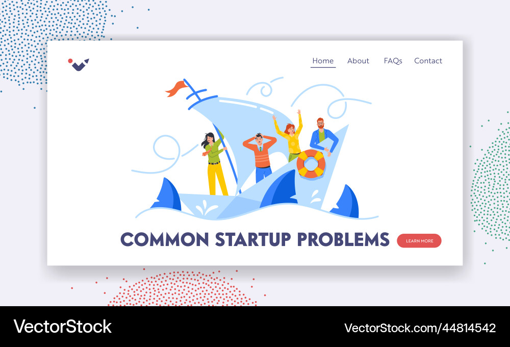 Common startup problem landing page template Common startup problem landing page template Vector Image