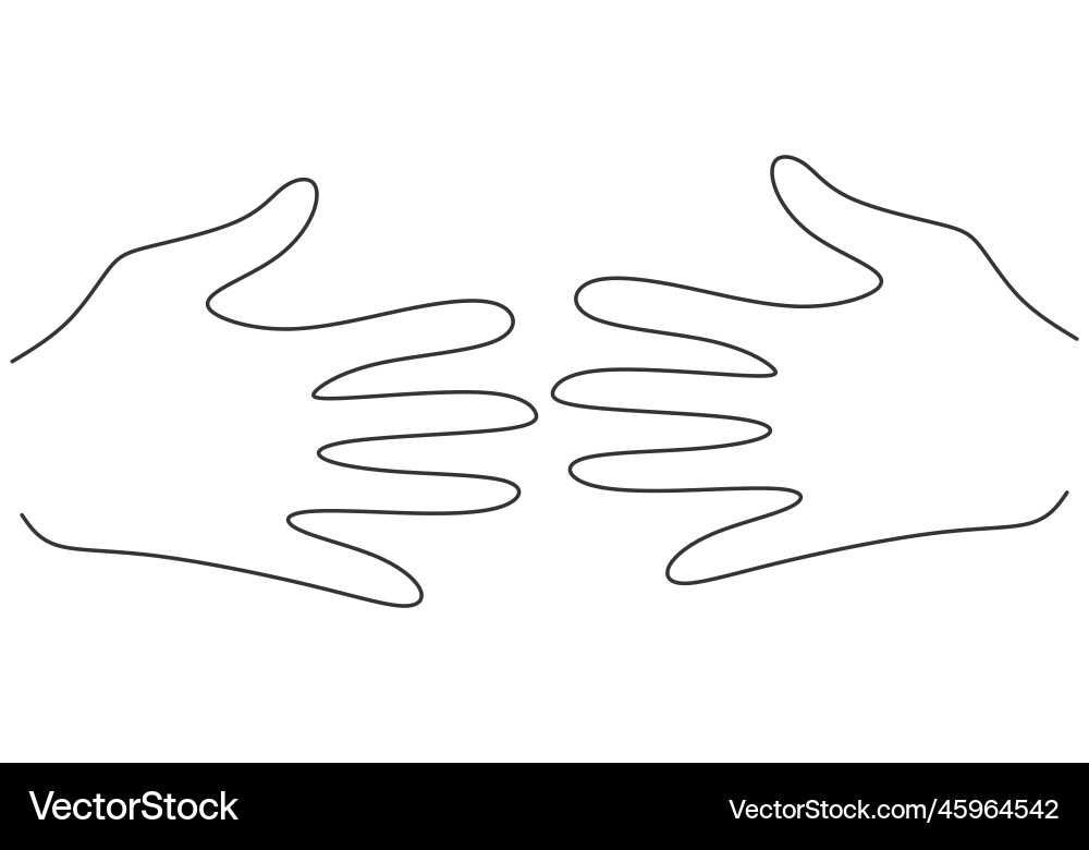 Continuous line drawing of two hands barely Continuous line drawing of two hands barely vector image